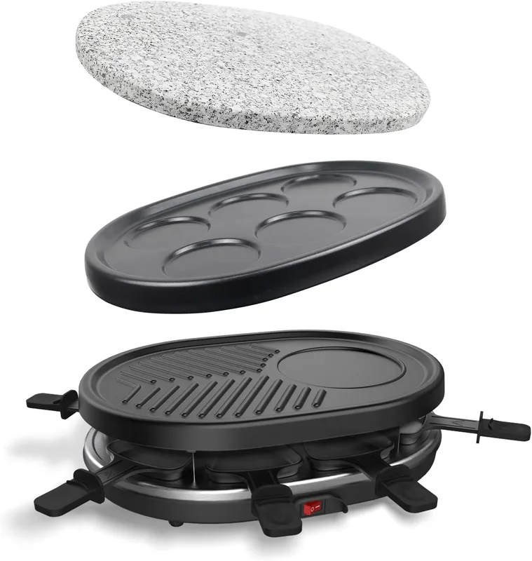4-in-1 raclette grill for 8