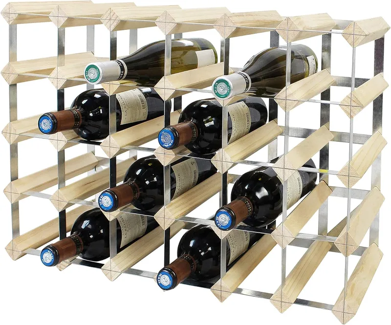 Wooden wine rack for 30 bottles