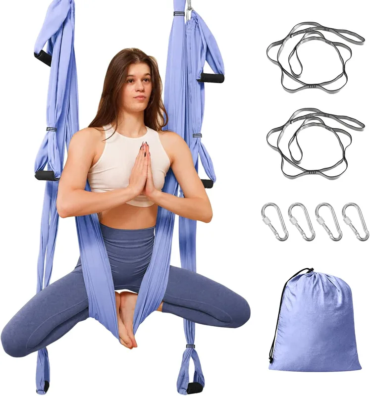 Aerial yoga hammock with 6 handles