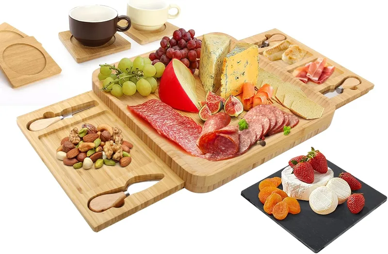 Bamboo charcuterie board with slate
